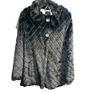 ME JANE faux fur coat with rhinestone buttons
